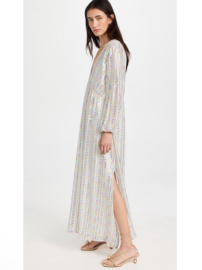 Sundress Chicago Bora Bora Slit Sequin Plunge Maxi Dress Size Xs/S Tall/Long — image 2 of 8